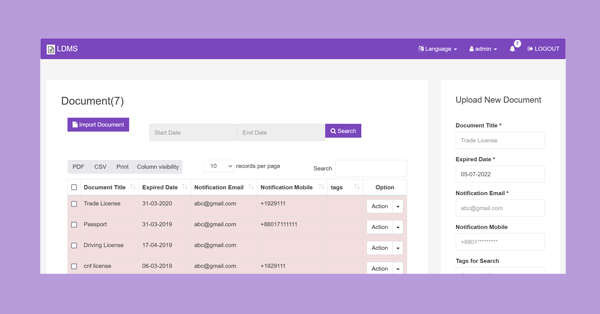 LDMS - Document Validity Manager